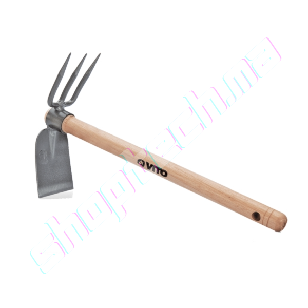 Serfouette 3 dents + panne avec manche en bois